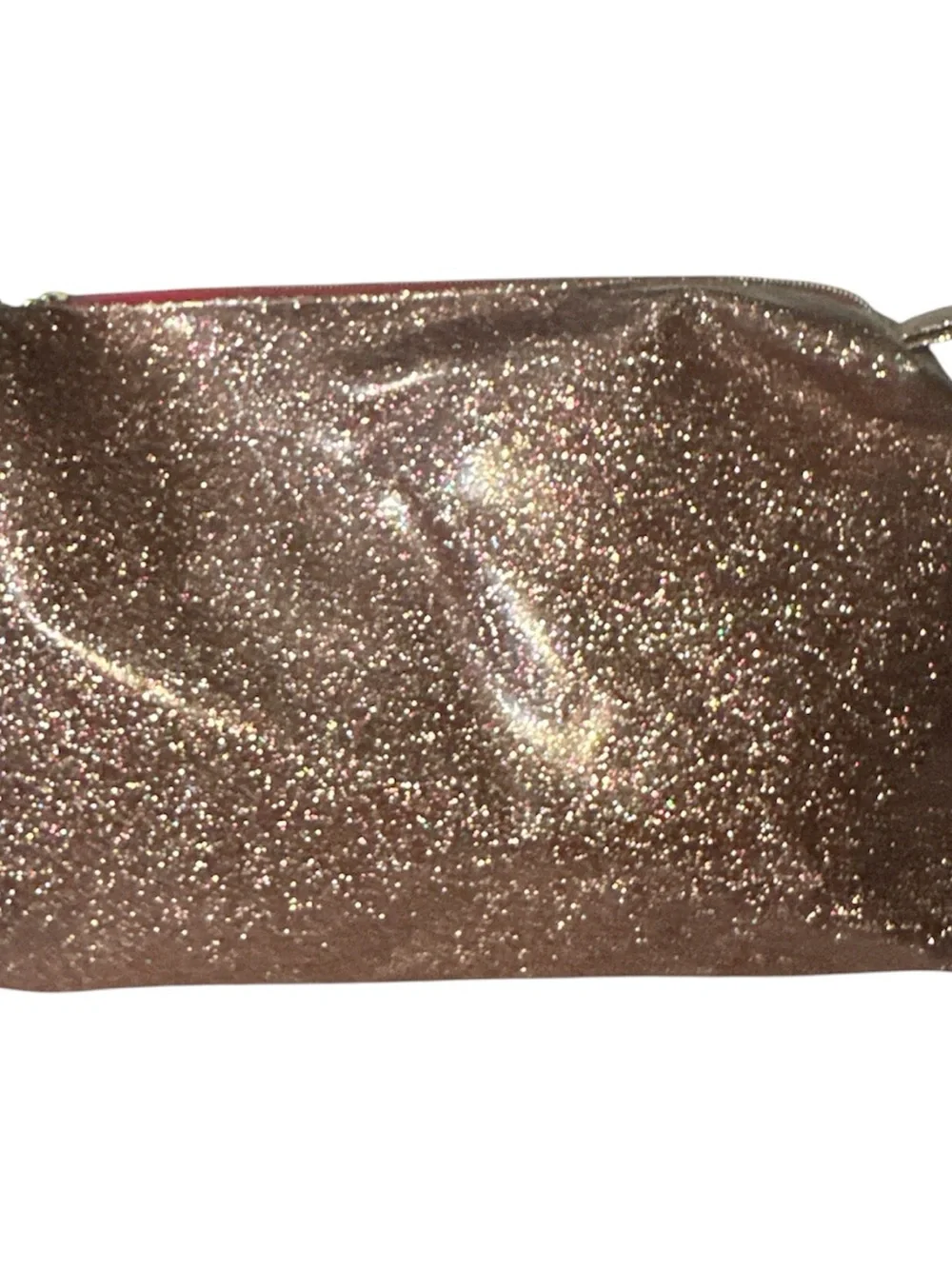 Lancome Glitter Cosmetic Pouch - Rose gold acc hot pink interior like new